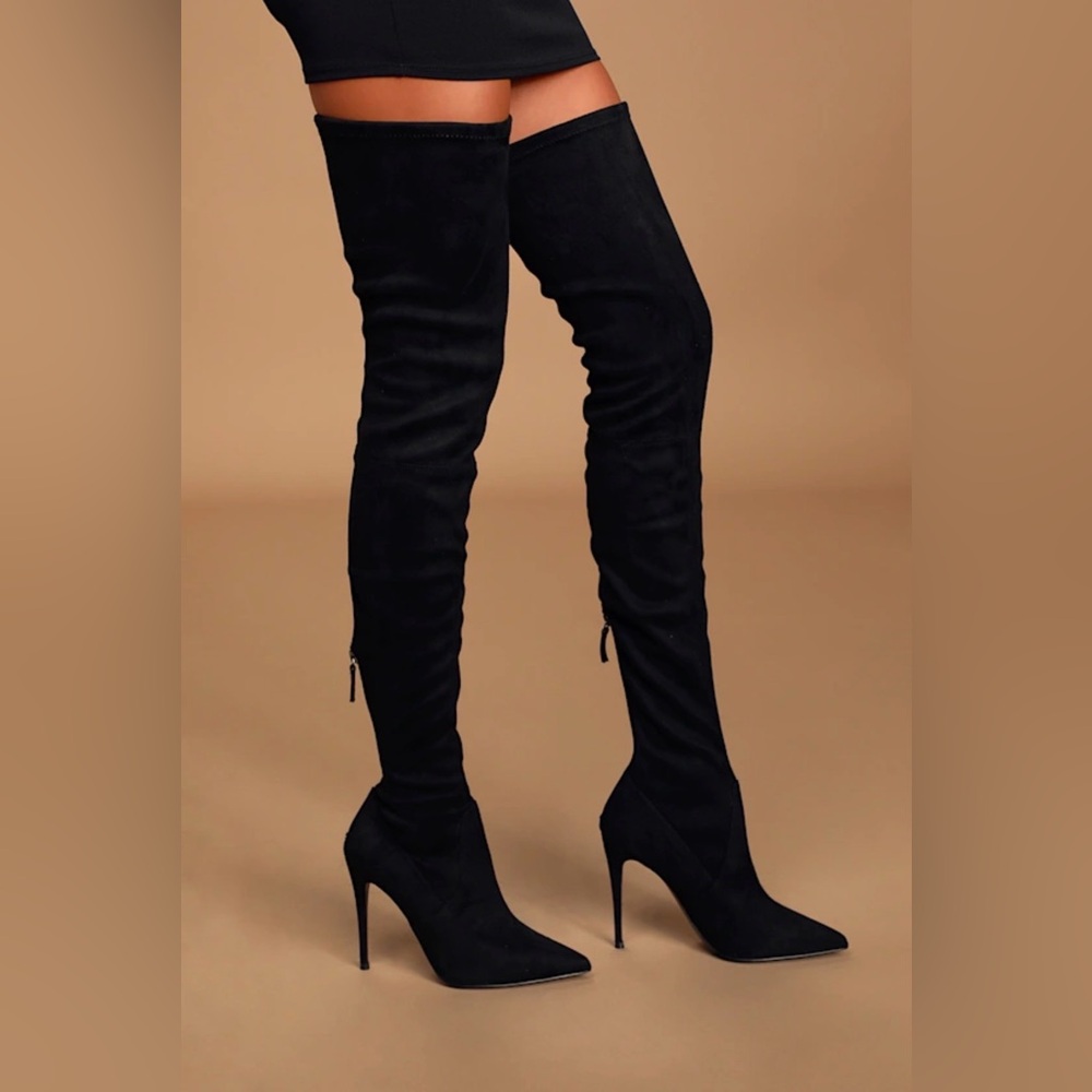 Steve Madden Domain Black Suede Over-the-Knee Boots Size 6.5